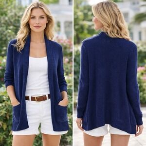 Lauren Ralph Lauren Cardigan Women's Small Navy Lightweight Spring Summer Layer